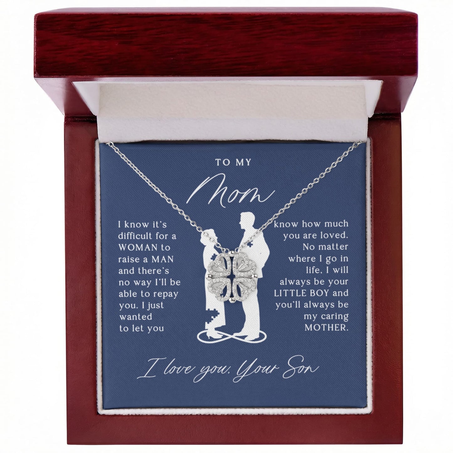 To My Mom From Son - Magnetic Hearts Necklace