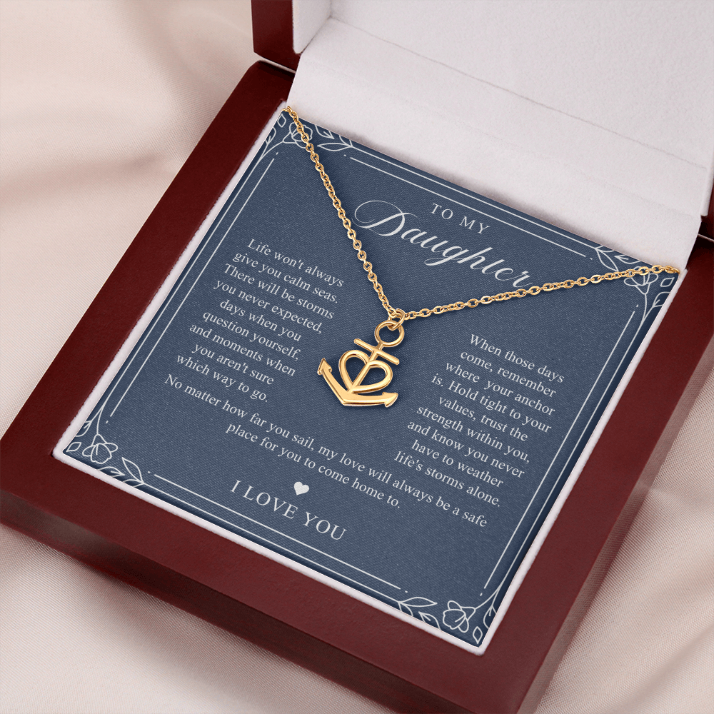 Daughter Anchor Necklace | When Life Gets Stormy Navy & Floral