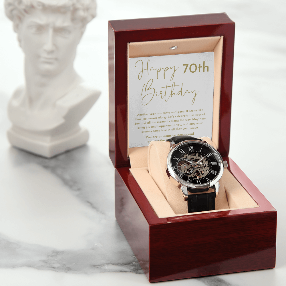 Happy 70th Birthday Gift Skeleton Watch