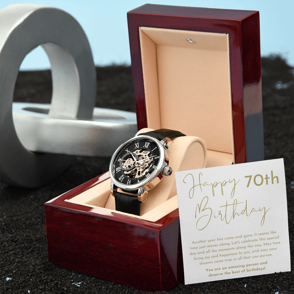 Happy 70th Birthday Gift Skeleton Watch