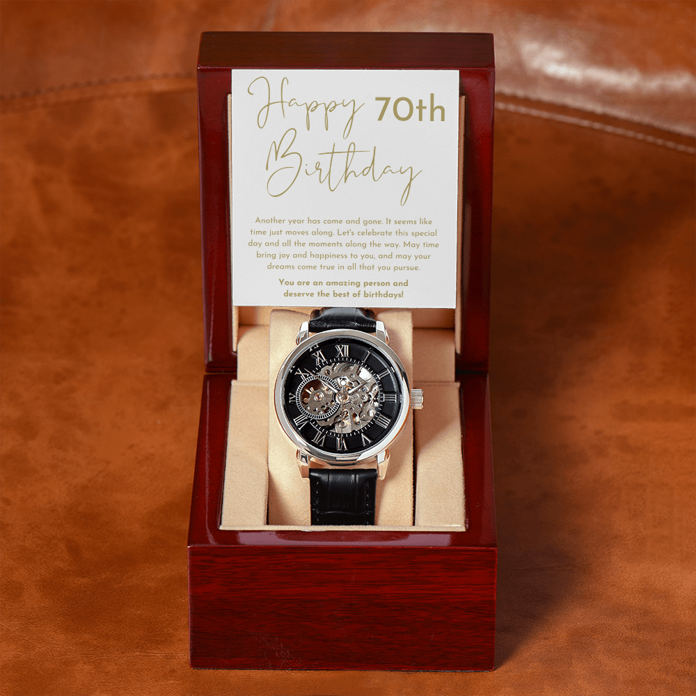 Happy 70th Birthday Gift Skeleton Watch
