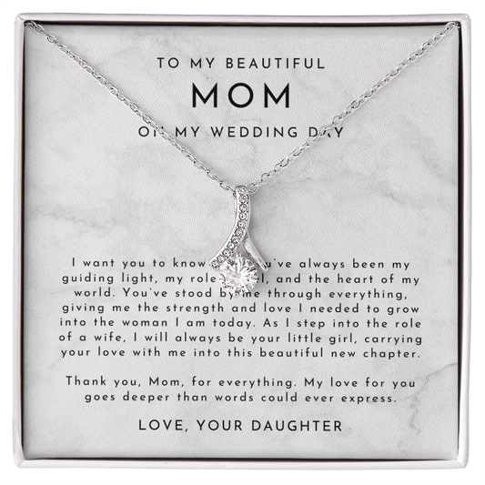 Mom Wedding Day Necklace, From Bride to Mom Gift