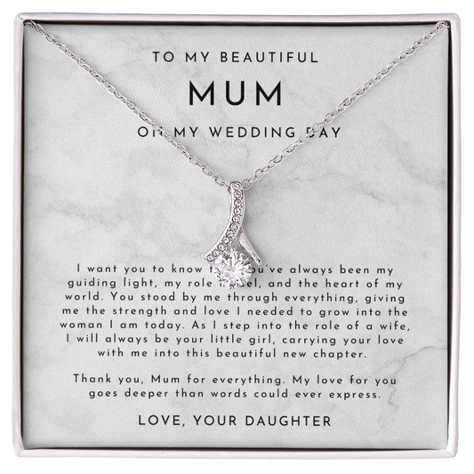 Mum Wedding Day Necklace, From Bride to Mum Gift