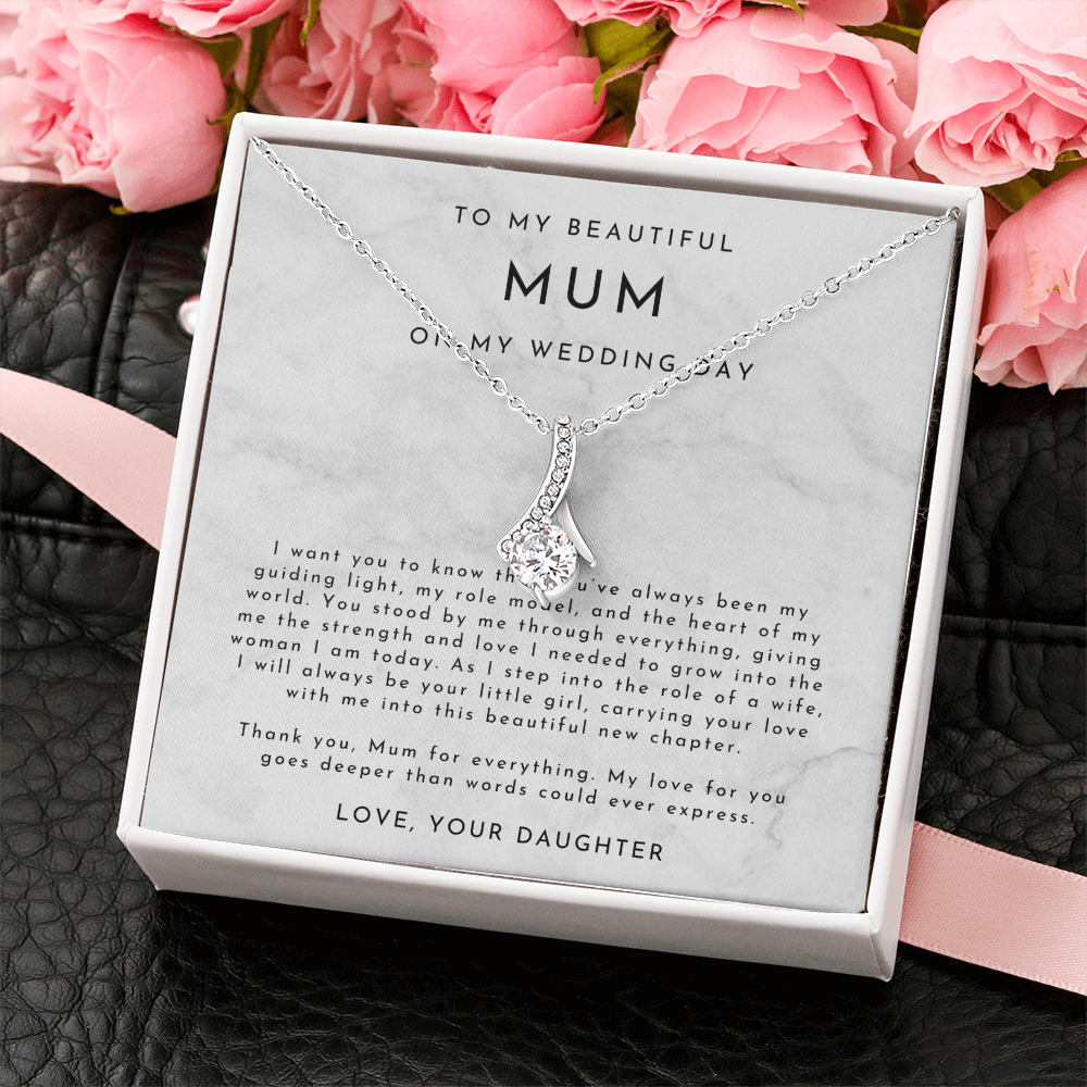 Mum Wedding Day Necklace, From Bride to Mum Gift
