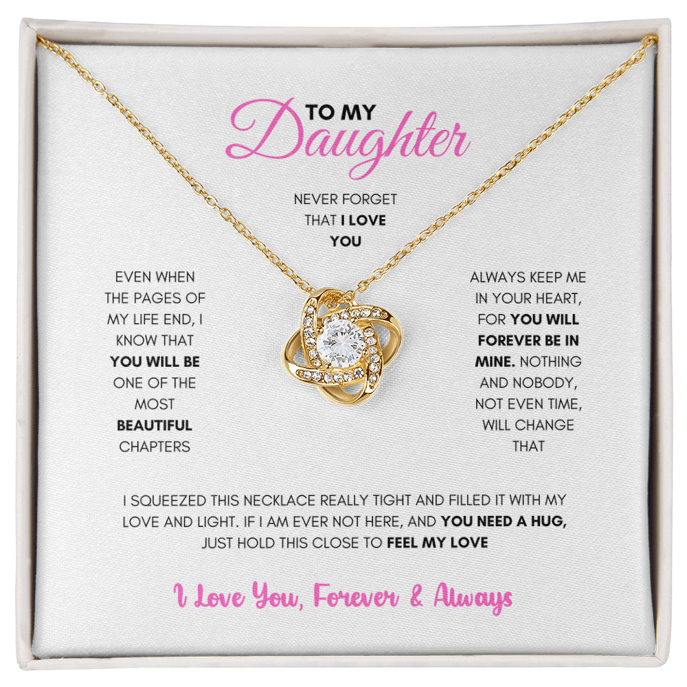 To My Daughter (Pages Of My Life) Love Knot Necklace