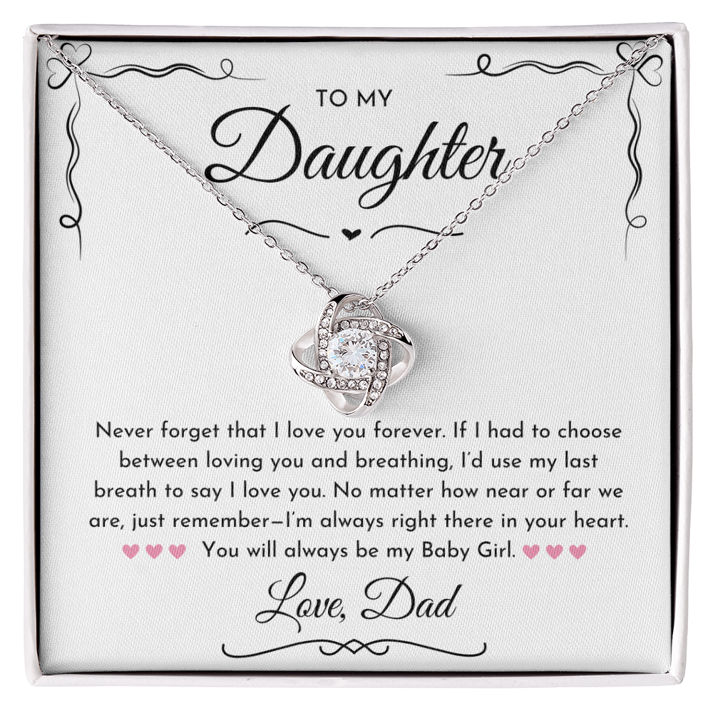 To My Daughter (Never Forget) Love Knot Necklace