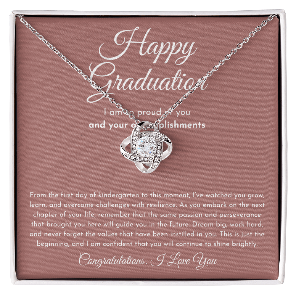 Happy Graduation (I Am So Proud) Love Knot Necklace