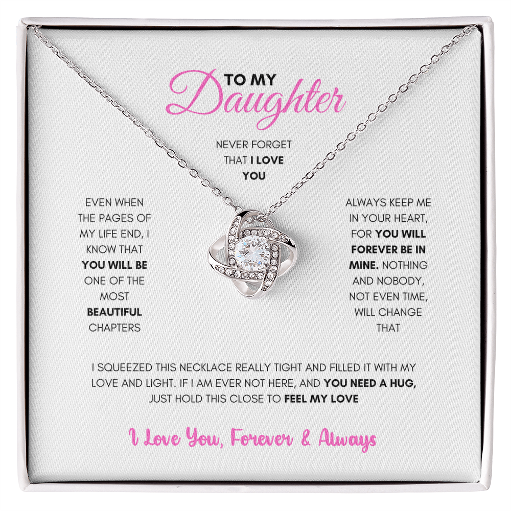 To My Daughter (Pages Of My Life) Love Knot Necklace