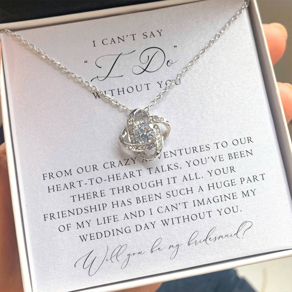 Bridesmaid Proposal Love Knot Necklace | Classic Script