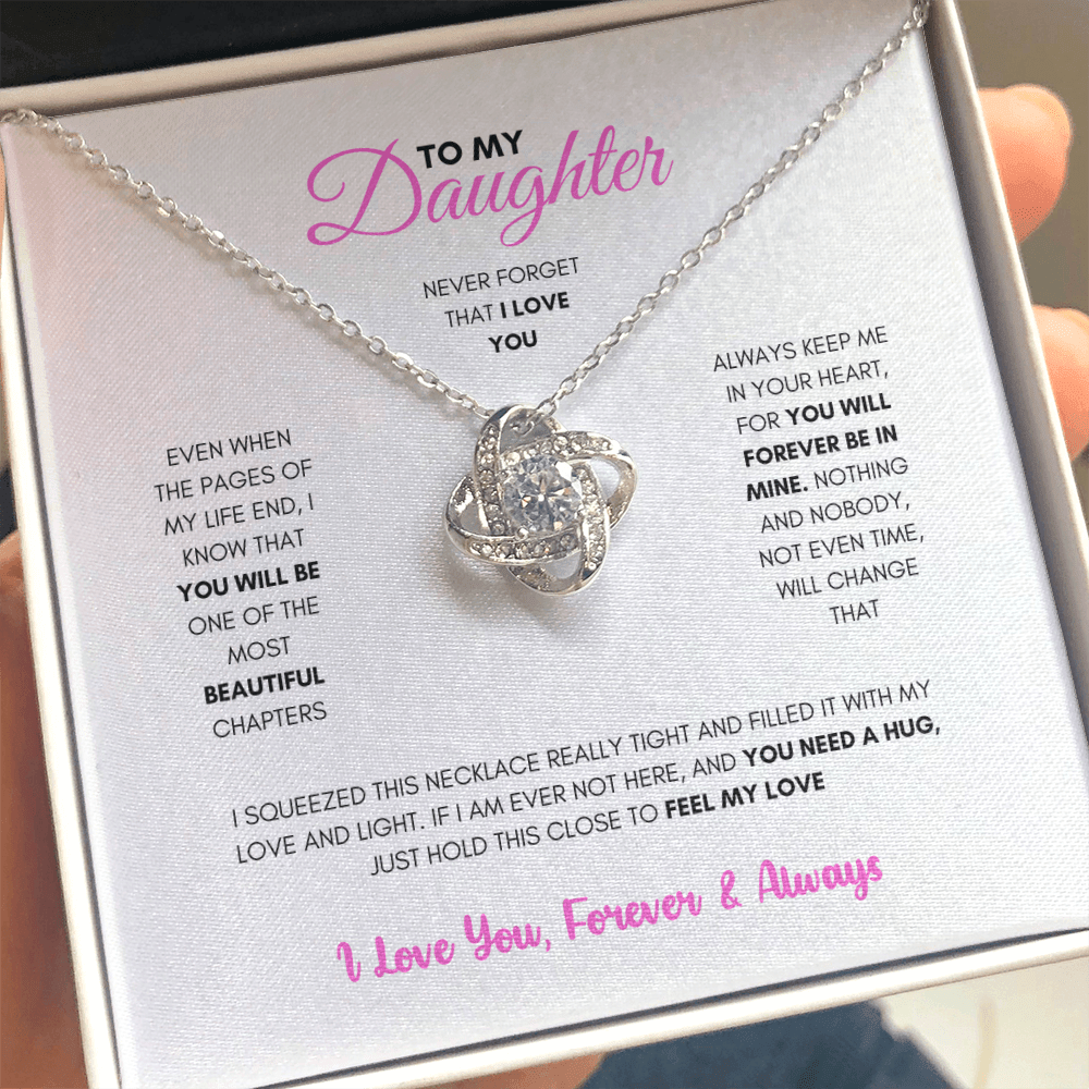 To My Daughter (Pages Of My Life) Love Knot Necklace