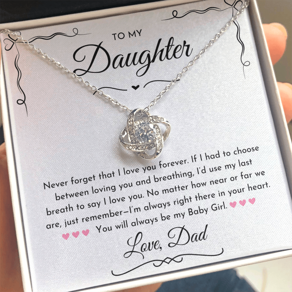 To My Daughter (Never Forget) Love Knot Necklace