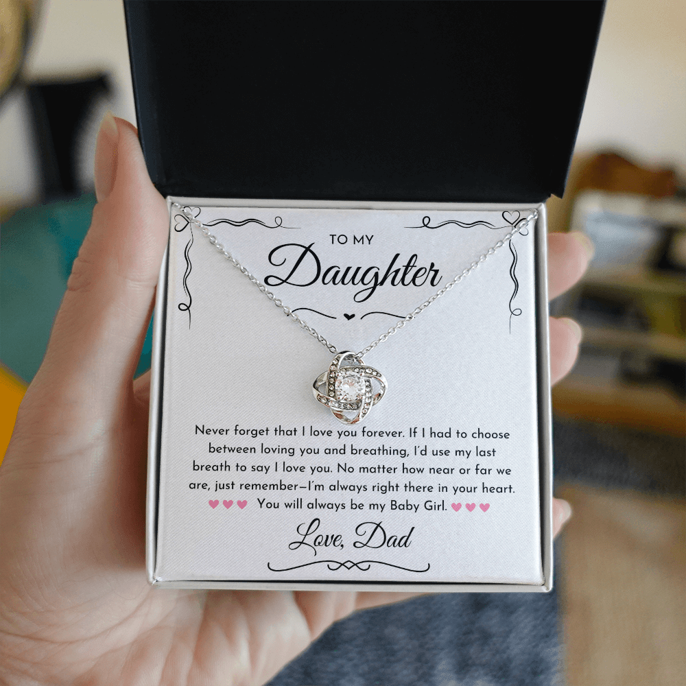 To My Daughter (Never Forget) Love Knot Necklace