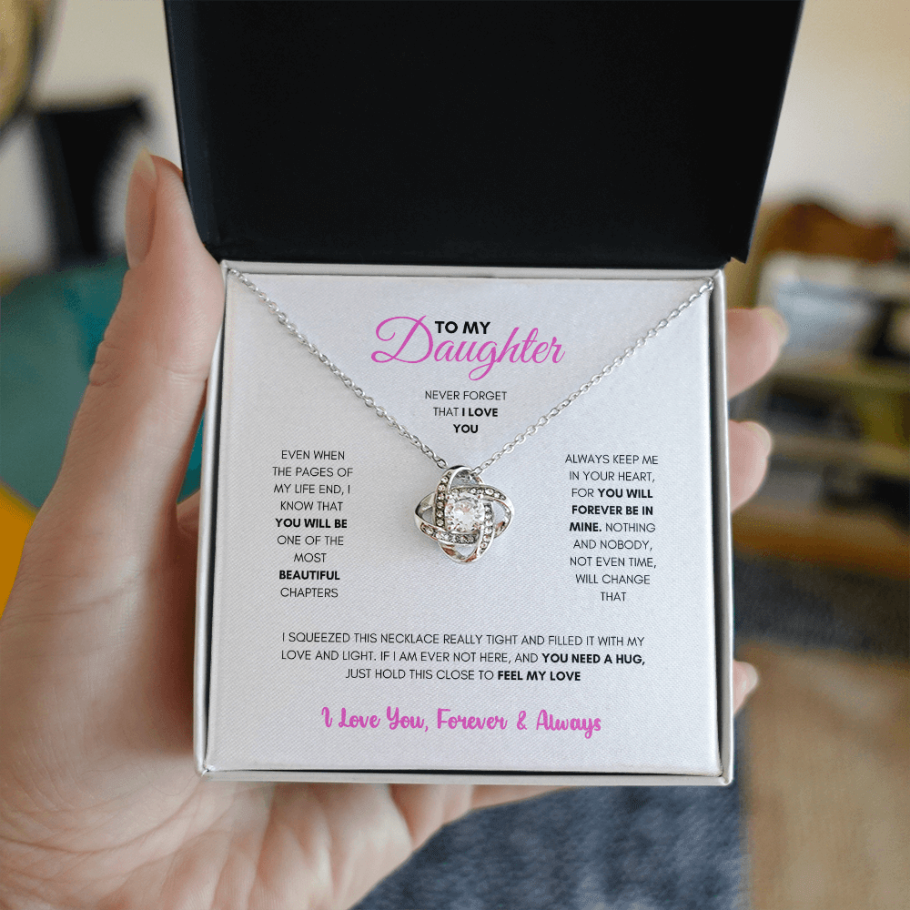 To My Daughter (Pages Of My Life) Love Knot Necklace