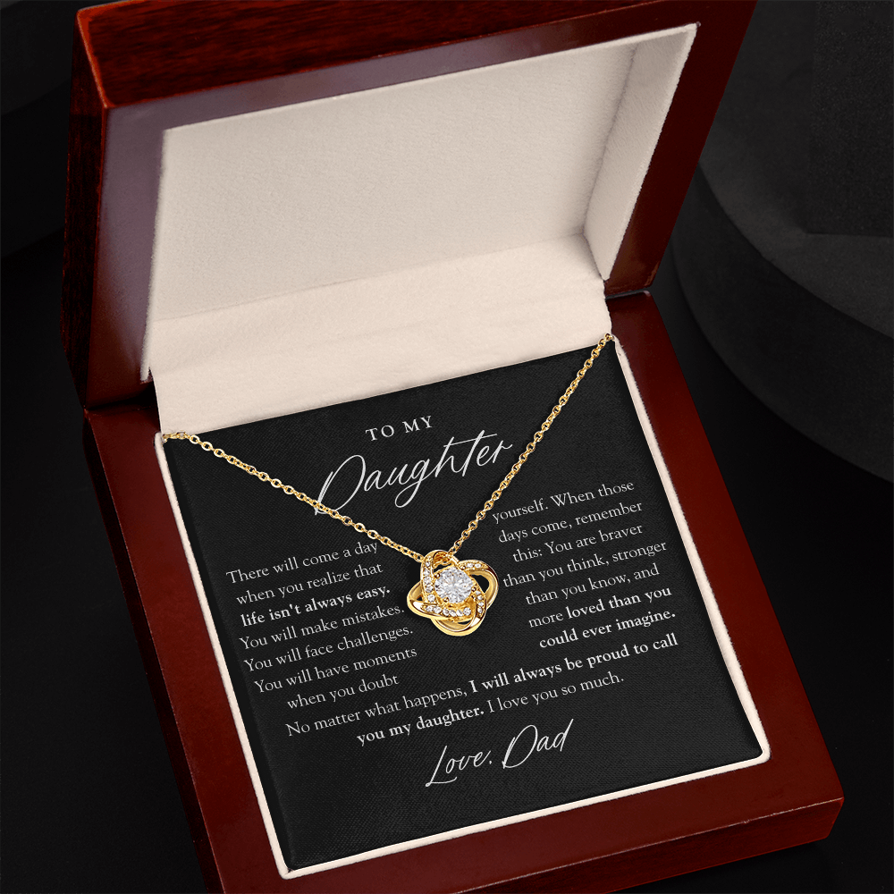 To My Daughter Necklace | Braver Than You Think Matte Black