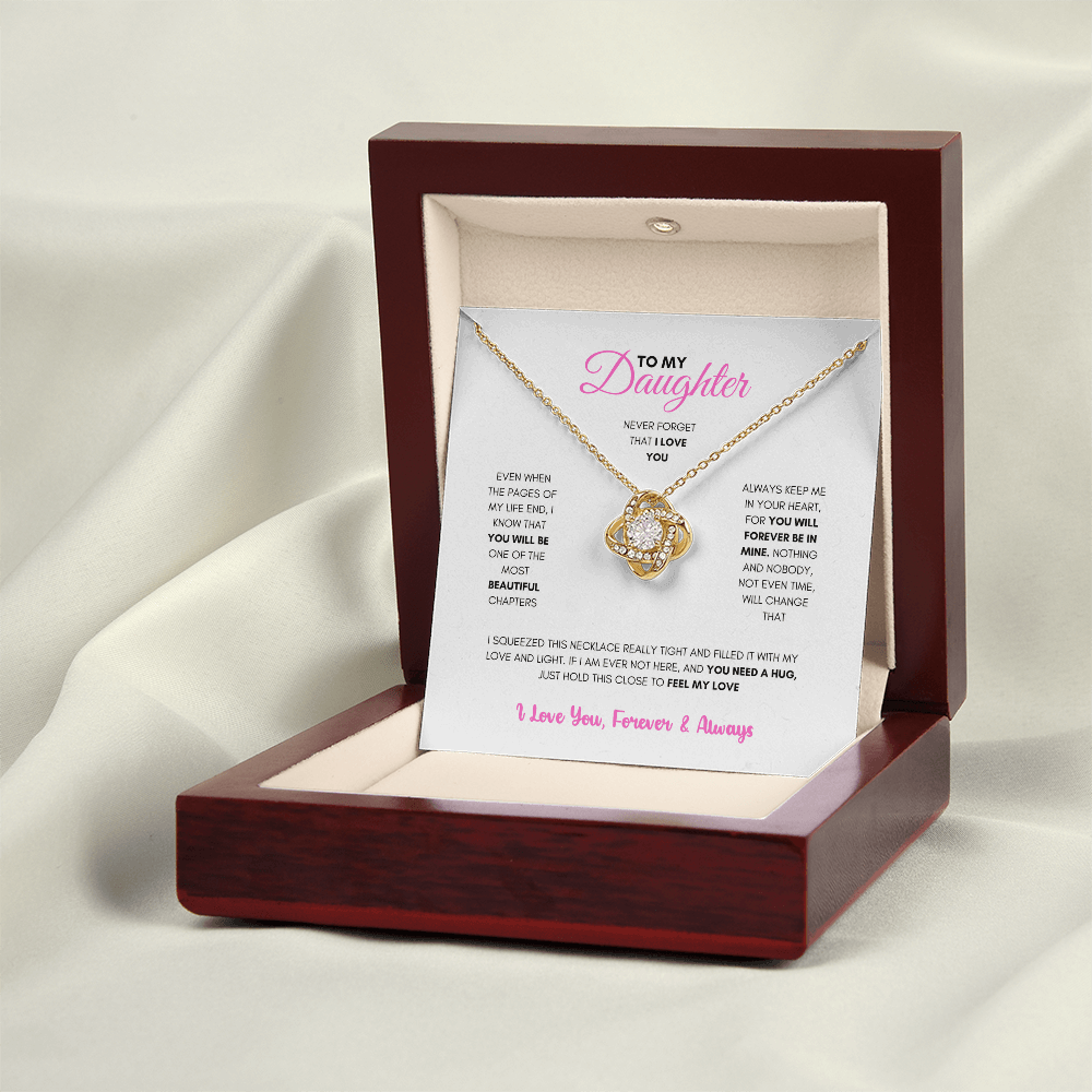 To My Daughter (Pages Of My Life) Love Knot Necklace