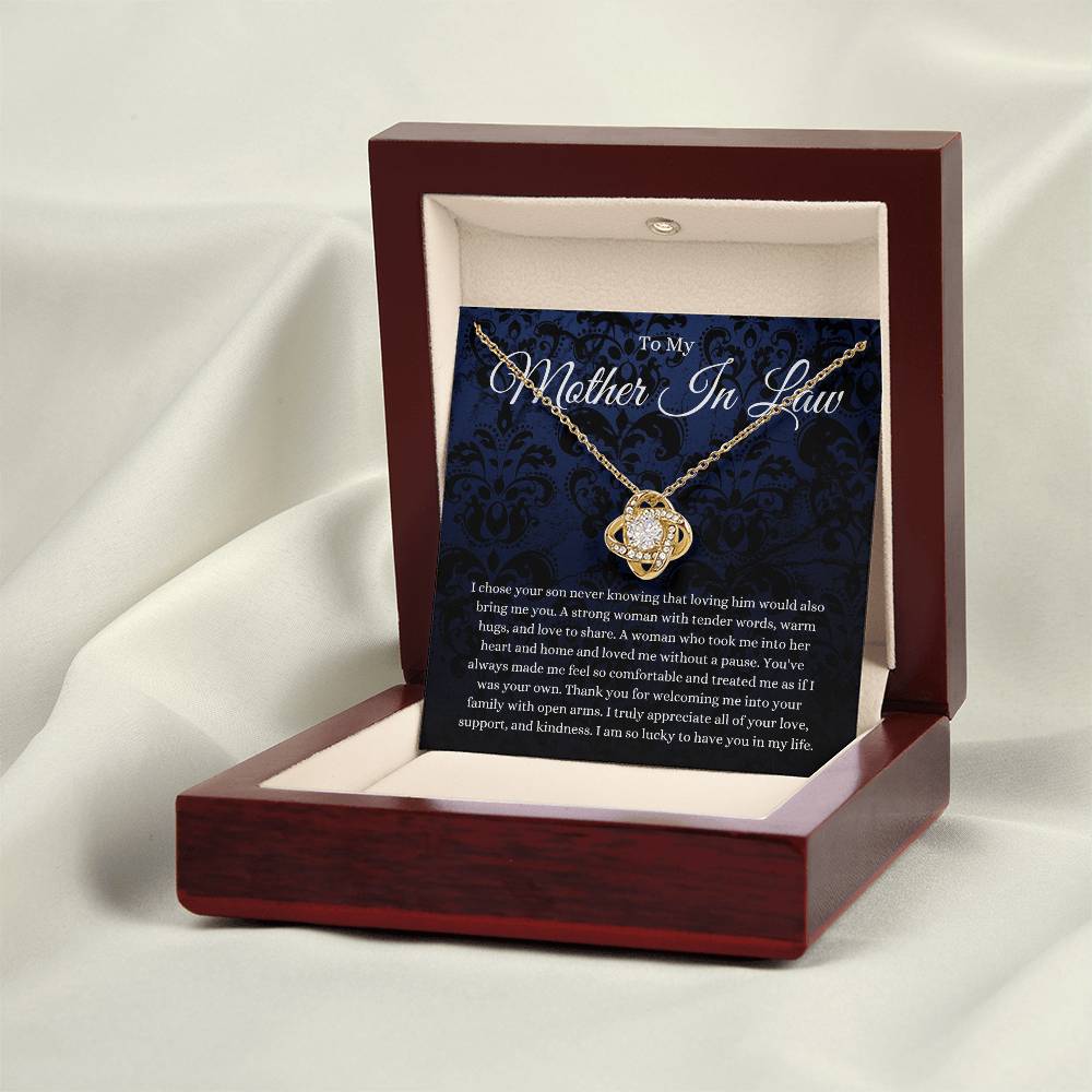 Mother In Law Gift (I Chose Your Son) Love Knot Necklace - Blue Lace Collection