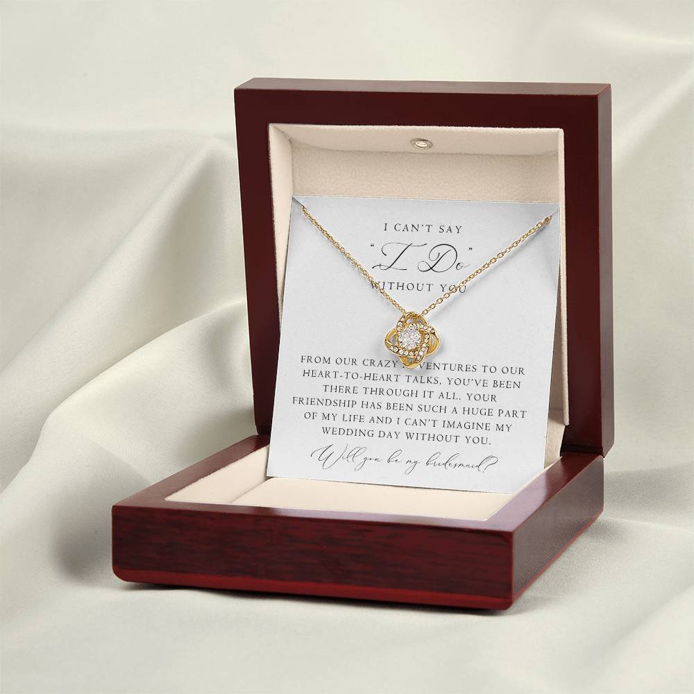 Bridesmaid Proposal Love Knot Necklace | Classic Script
