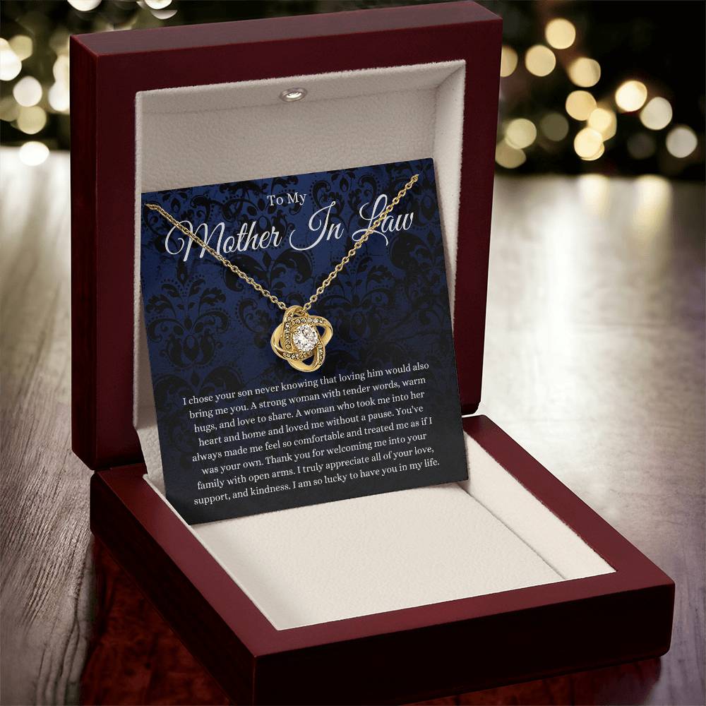 Mother In Law Gift (I Chose Your Son) Love Knot Necklace - Blue Lace Collection