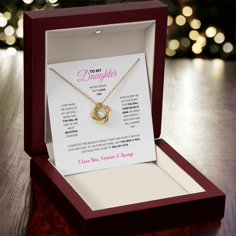 To My Daughter (Pages Of My Life) Love Knot Necklace