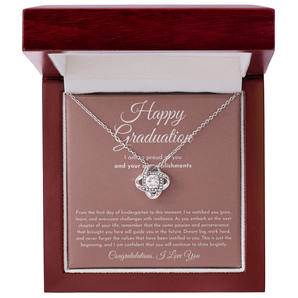 Happy Graduation (I Am So Proud) Love Knot Necklace