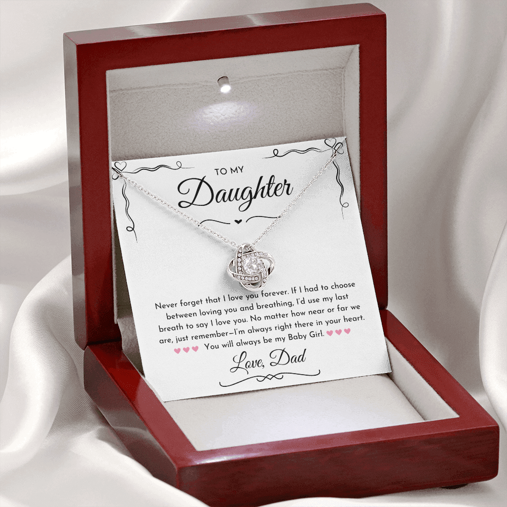 To My Daughter (Never Forget) Love Knot Necklace