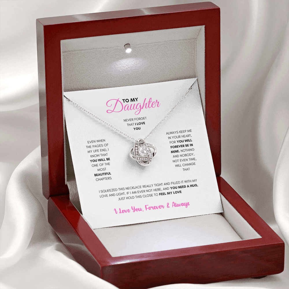 To My Daughter (Pages Of My Life) Love Knot Necklace