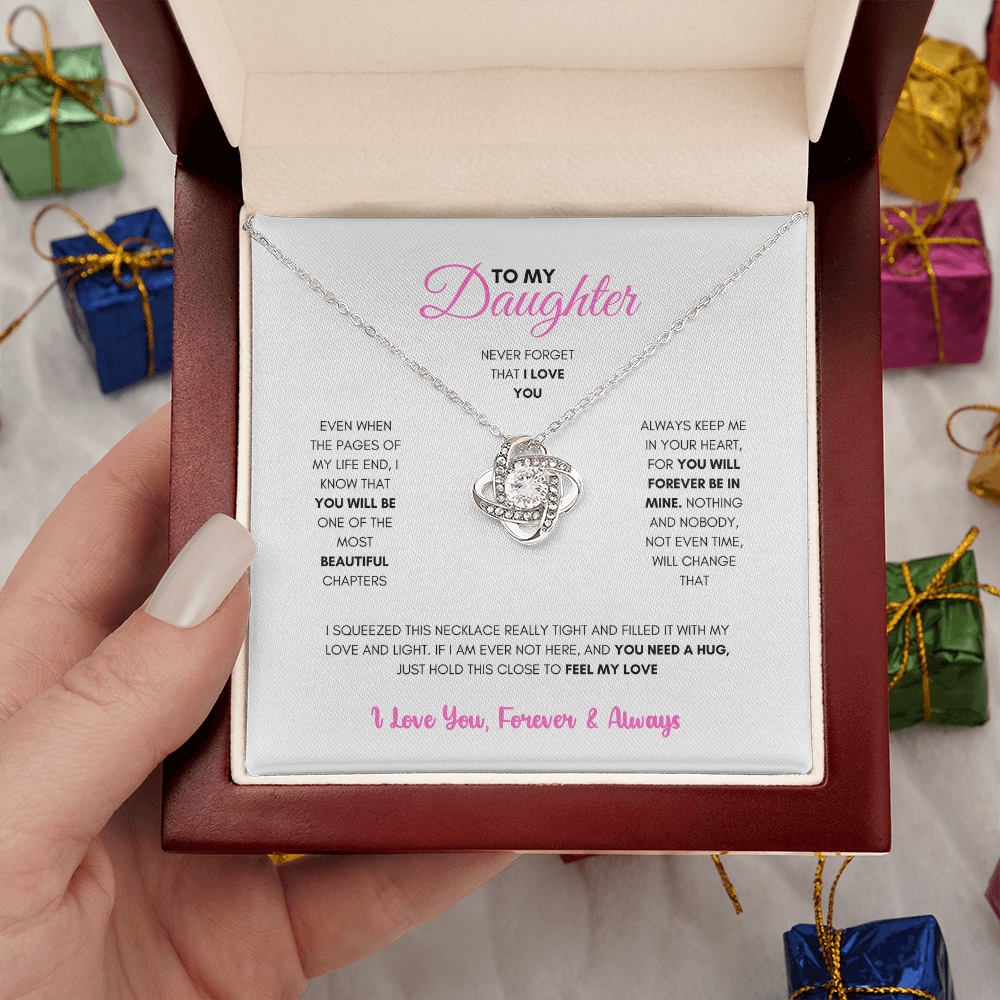 To My Daughter (Pages Of My Life) Love Knot Necklace