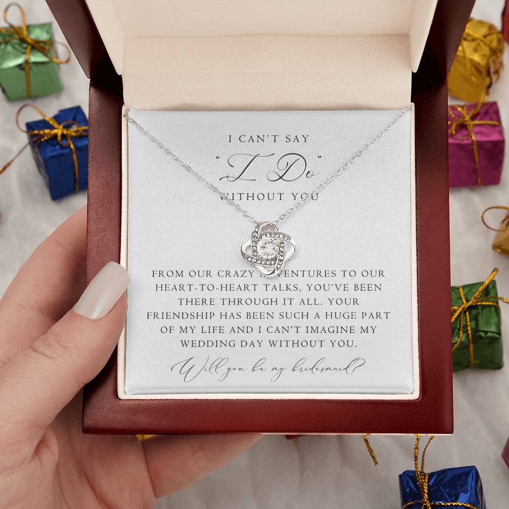 Bridesmaid Proposal Love Knot Necklace | Classic Script