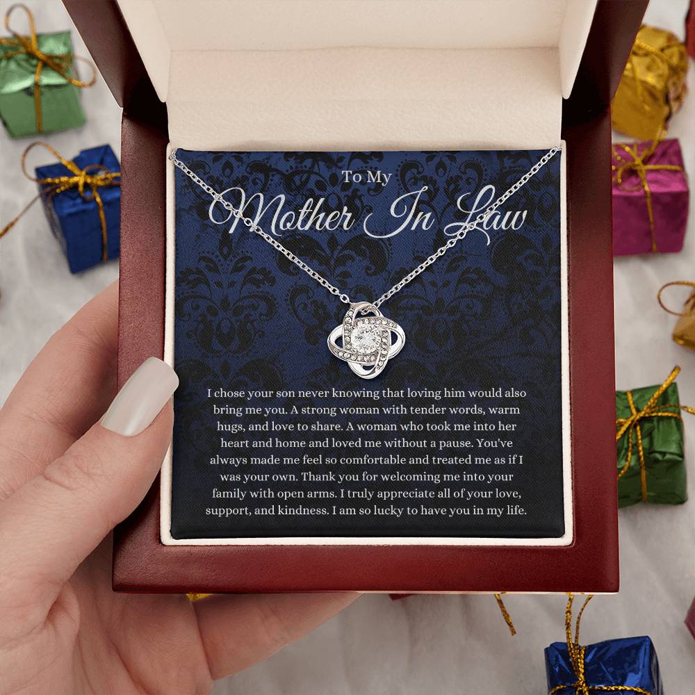 Mother In Law Gift (I Chose Your Son) Love Knot Necklace - Blue Lace Collection
