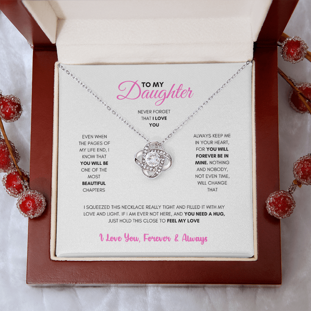 To My Daughter (Pages Of My Life) Love Knot Necklace