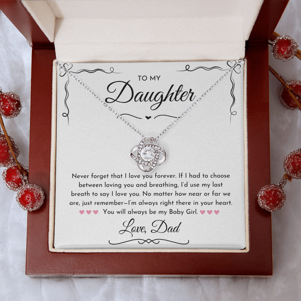 To My Daughter (Never Forget) Love Knot Necklace