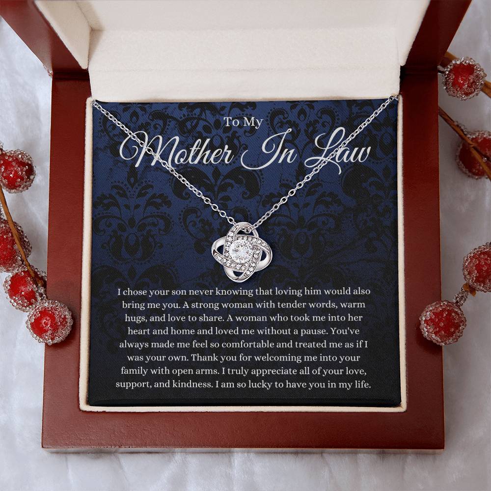 Mother In Law Gift (I Chose Your Son) Love Knot Necklace - Blue Lace Collection