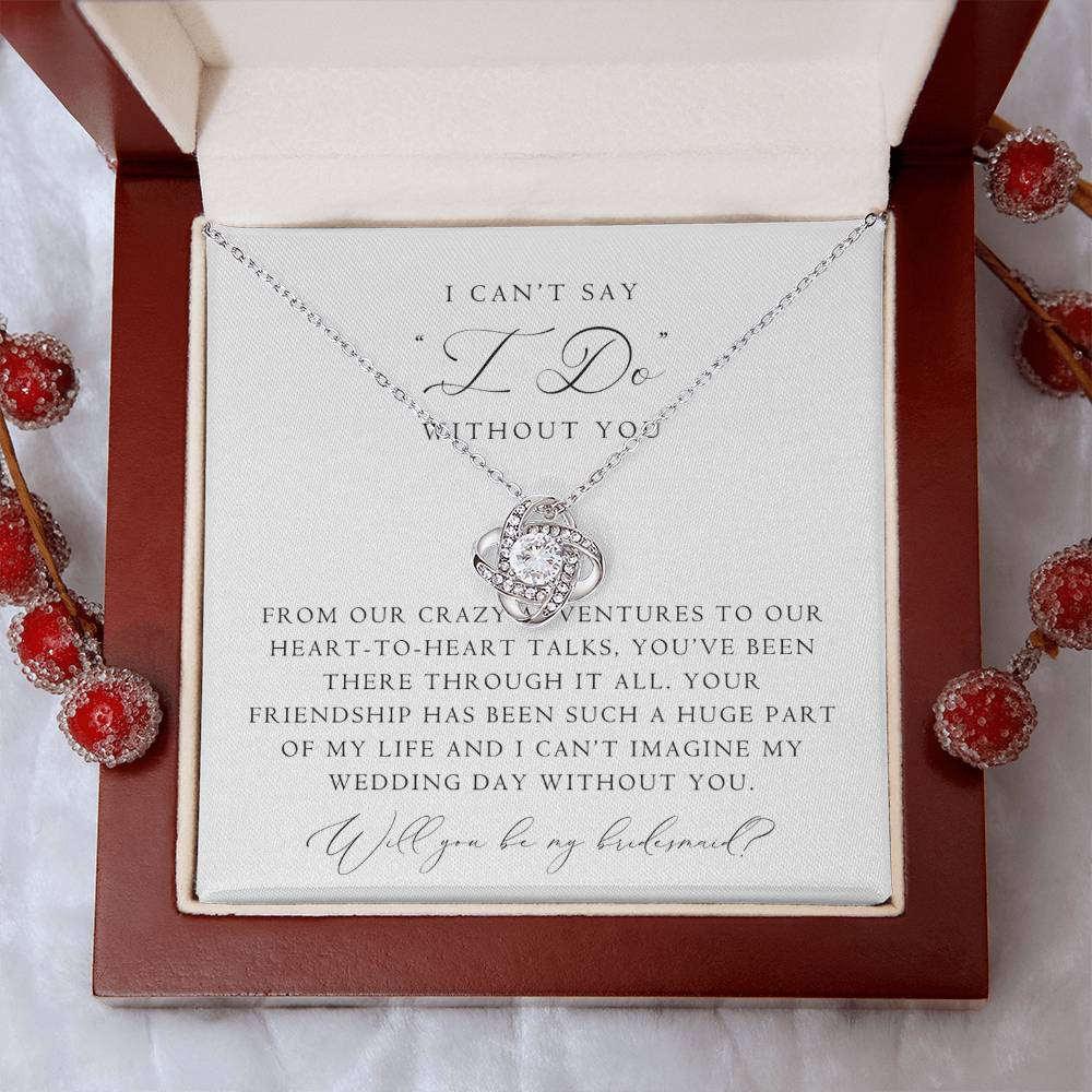 Bridesmaid Proposal Love Knot Necklace | Classic Script