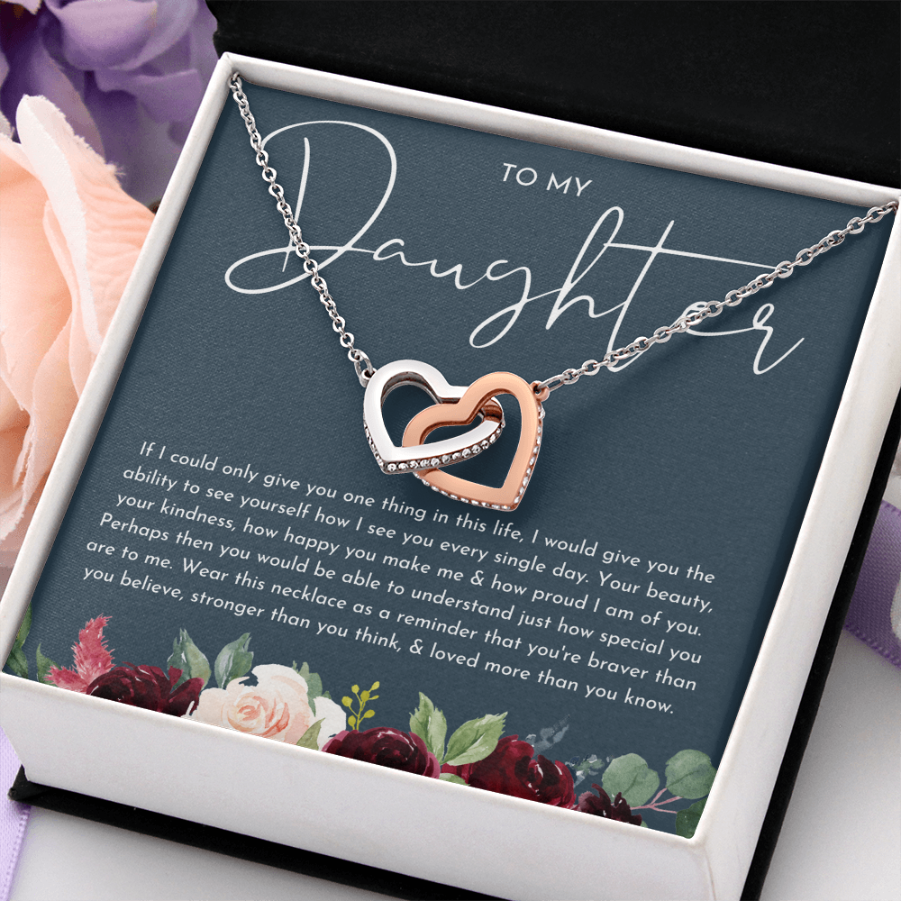To My Daughter Floral Heart Necklace