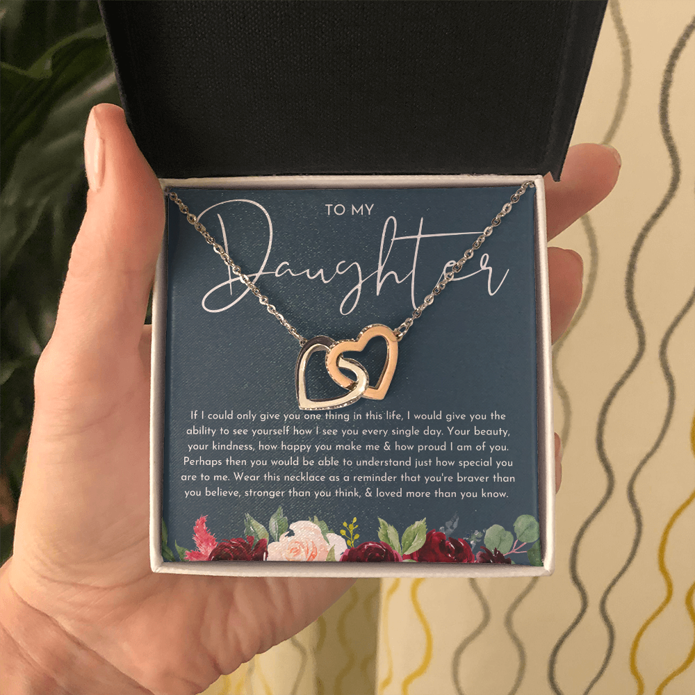 To My Daughter Floral Heart Necklace
