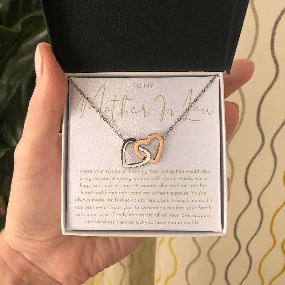 Mother In Law Gift (I Chose Your Son) Interlocking Hearts Necklace