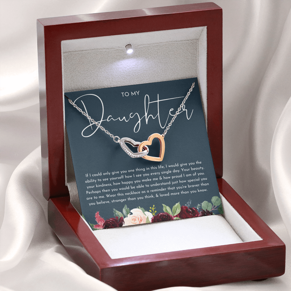 To My Daughter Floral Heart Necklace