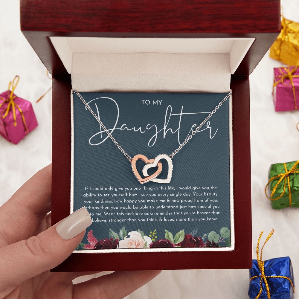 To My Daughter Floral Heart Necklace