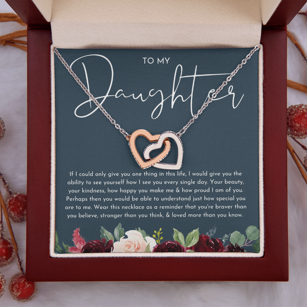 To My Daughter Floral Heart Necklace