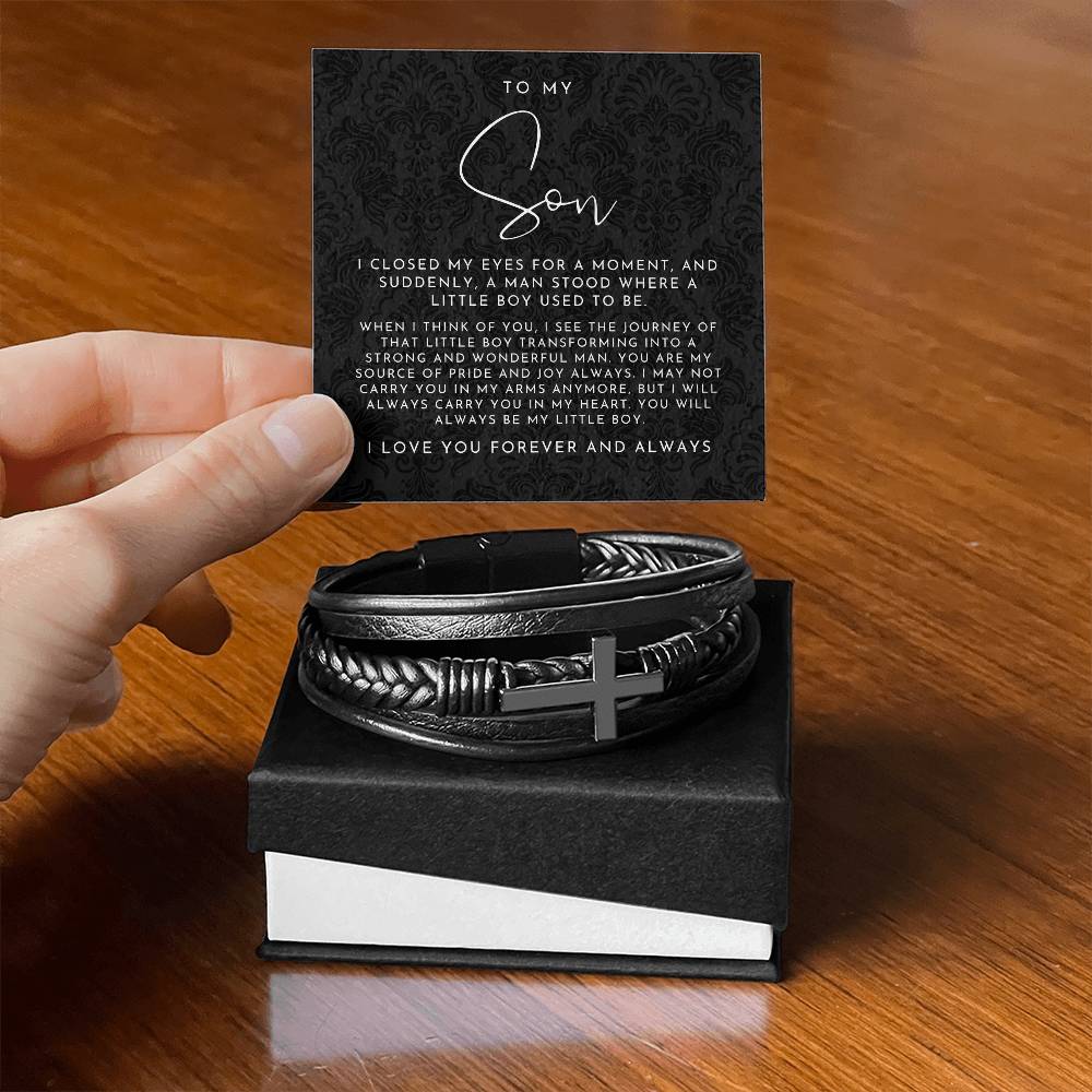 To My Son (I Closed My Eyes) Cross Bracelet