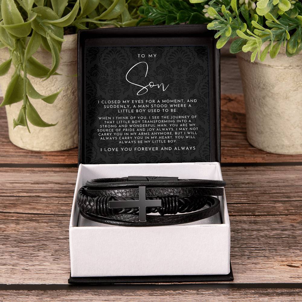 To My Son (I Closed My Eyes) Cross Bracelet