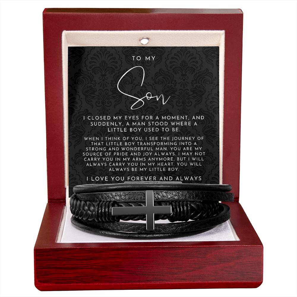 To My Son (I Closed My Eyes) Cross Bracelet