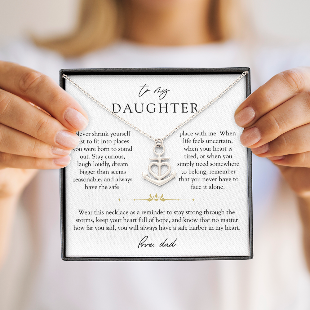 To Daughter From Dad Anchor Necklace | Safe Harbor