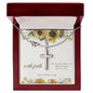With Faith Sunflower & Butterfly Cross Necklace