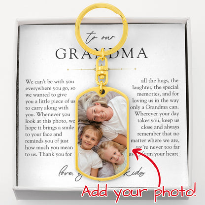 Grandma Custom Photo Engraveable Keychain | Never Far From Your Heart