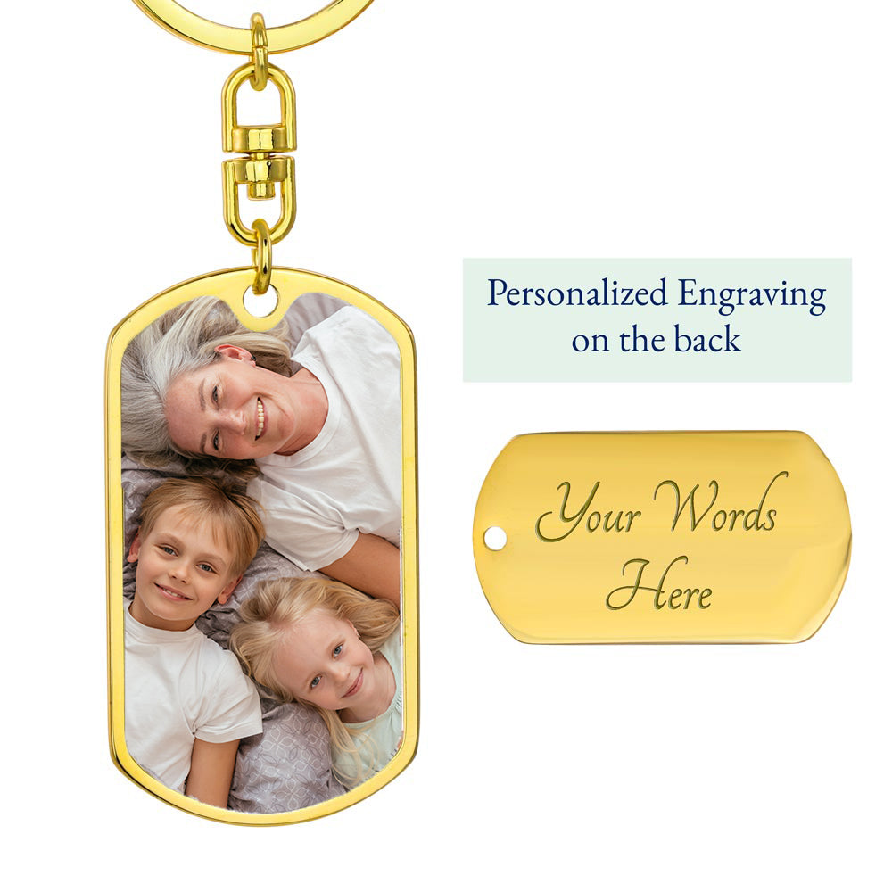 Grandma Custom Photo Engraveable Keychain | Never Far From Your Heart