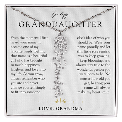 Granddaughter Birth Flower Custom Name Necklace | A Name So Precious