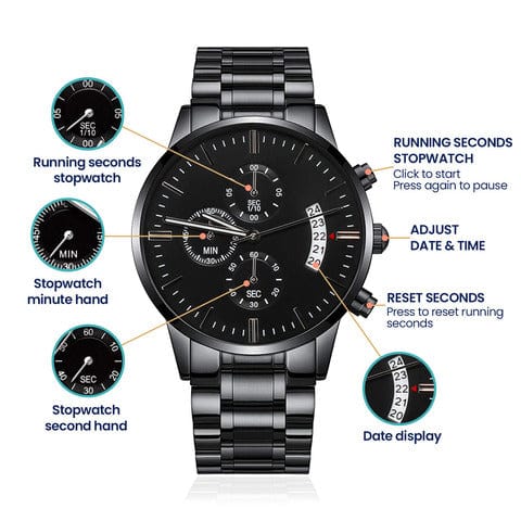 Husband Chronograph Watch | Grow Old With Me Black & Gold