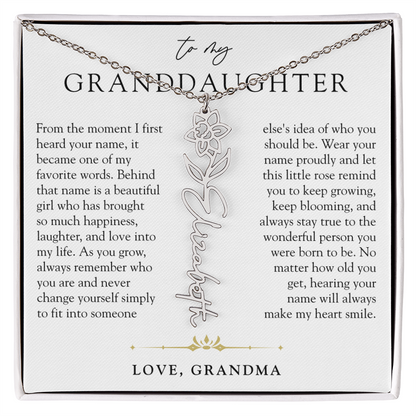 Granddaughter Birth Flower Custom Name Necklace | A Name So Precious