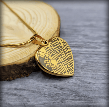 Custom Engraved Map Heart Necklace